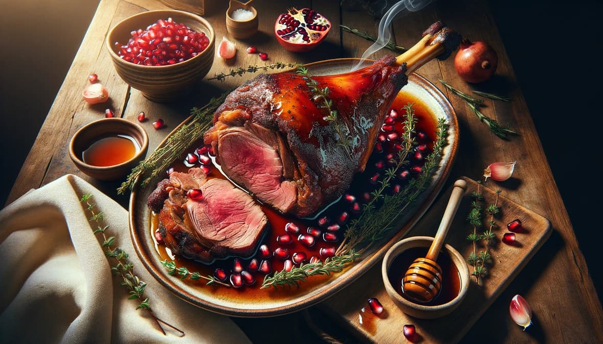 Celebratory Roast Lamb with Pomegranate and Honey Glaze Recipe