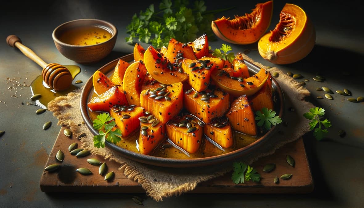 Spiced Honey-Glazed Pumpkin with Black Seed Crumble Recipe